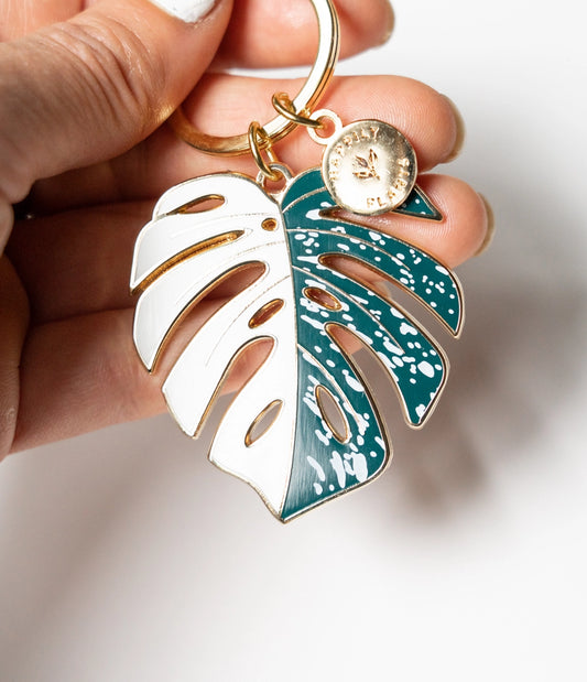 Monstera 'Albo Variegata' Keychain